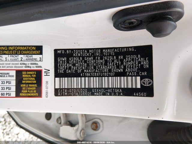 Продажа на аукционе авто 2015 Toyota Avalon Xle, vin: 4T1BK1EBXFU192107, номер лота: 46074316