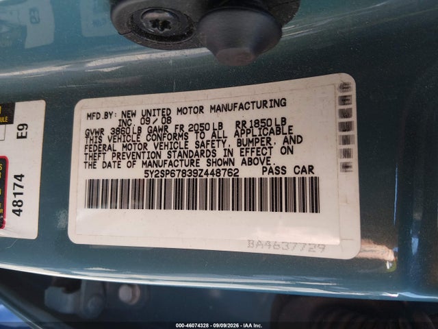 46074328 :رقم المزاد ، 5Y2SP67839Z448762 vin ، 2009 Pontiac Vibe مزاد بيع