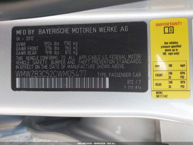 Aukcja sprzedaży 2012 Mini Cooper Countryman, vin: WMWZB3C52CWM05477, numer aukcji: 46074342