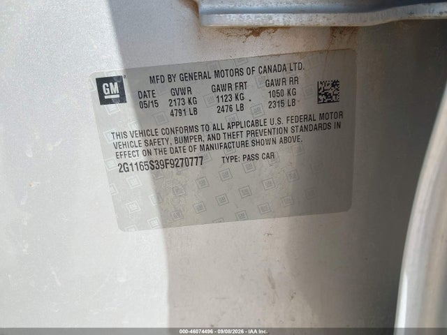 Chevrolet IMPALA 2LZ 2015 2G1165S39F9270777 Image 9