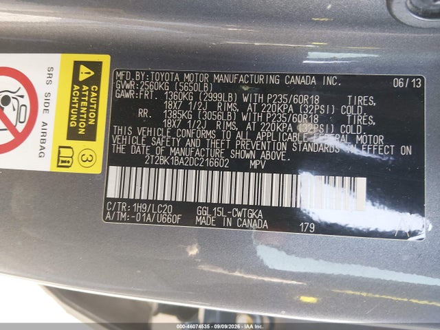 Aukcja sprzedaży 2013 Lexus Rx 350, vin: 2T2BK1BA2DC216602, numer aukcji: 46074535