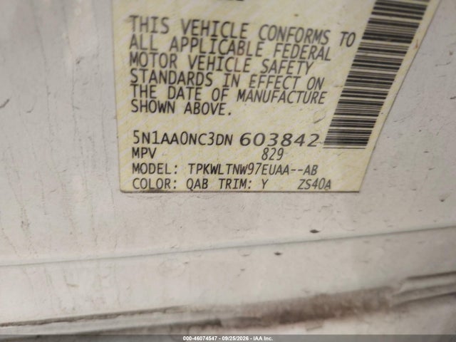 46074547 :رقم المزاد ، 5N1AA0NC3DN603842 vin ، 2013 Nissan Armada Sv مزاد بيع
