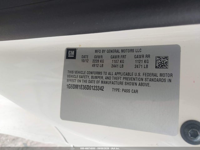 Aukcja sprzedaży 2013 Cadillac Cts Performance, vin: 1G6DM1E36D0123342, numer aukcji: 46074550