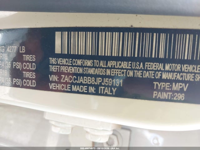 Aukcja sprzedaży 2018 Jeep Renegade Latitude Fwd, vin: ZACCJABB8JPJ59131, numer aukcji: 46074573