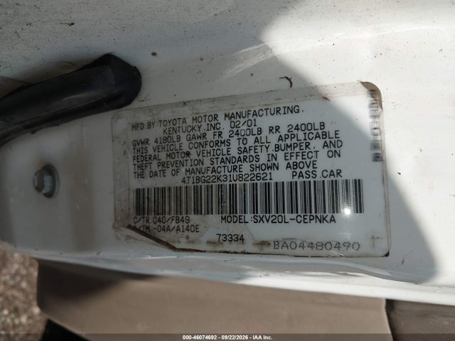 Aukcja sprzedaży 2001 Toyota Camry Le, vin: 4T1BG22K31U822621, numer aukcji: 46074692