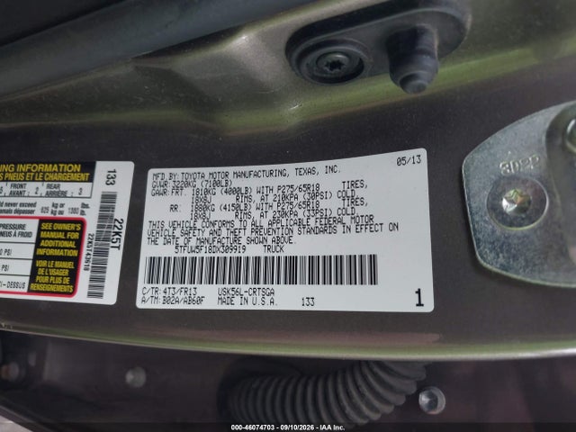 Aukcja sprzedaży 2013 Toyota Tundra Grade 5.7l V8, vin: 5TFUW5F18DX309919, numer aukcji: 46074703
