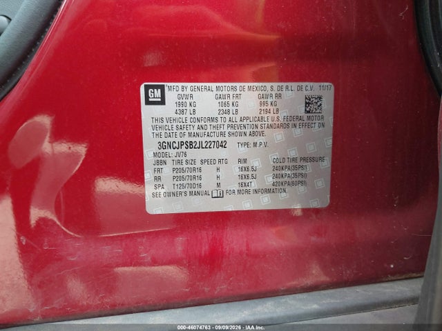 Chevrolet Trax Lt 2018 3GNCJPSB2JL227042 Image 9