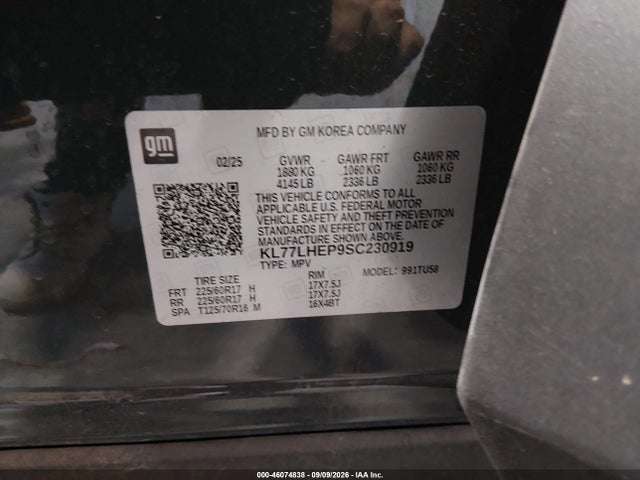 KL77LHEP9SC230919 Chevrolet Trax Fwd Lt