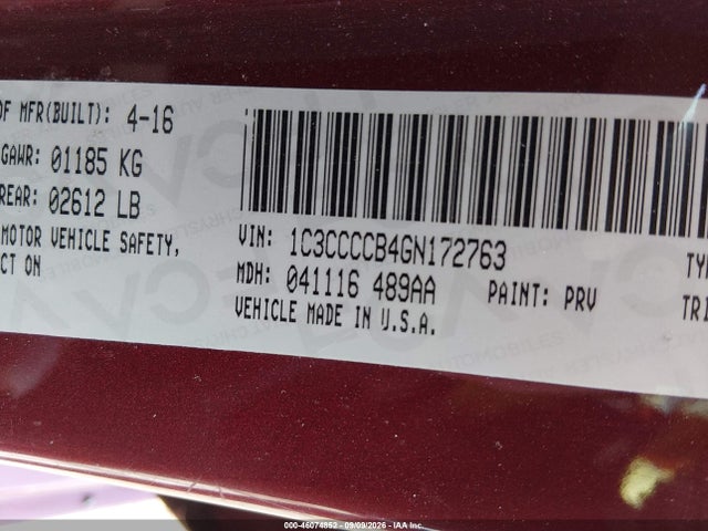 Aukcja sprzedaży 2016 Chrysler 200 C, vin: 1C3CCCCB4GN172763, numer aukcji: 46074852