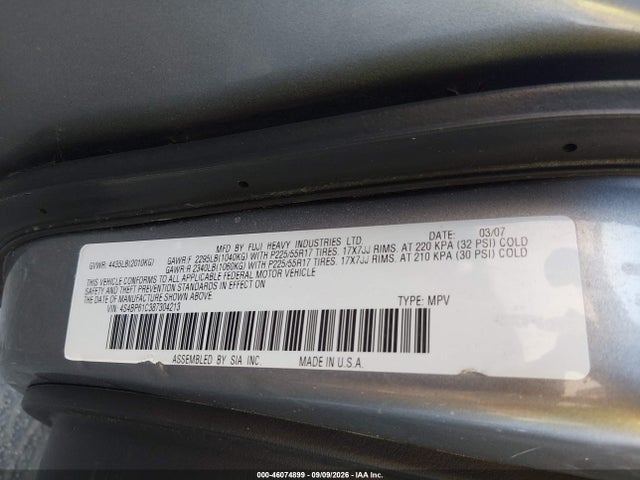 46074899 :رقم المزاد ، 4S4BP61C387304213 vin ، 2008 Subaru Outback 2.5i/2.5i L.l. Bean Edition مزاد بيع