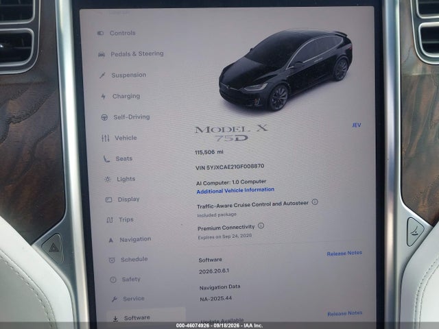 Продаж на аукціоні авто 2016 Tesla Model X 60d/70d/75d/90d, vin: 5YJXCAE21GF008870, номер лоту: 46074926