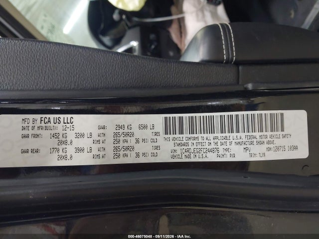 Aukcja sprzedaży 2015 Dodge Durango Citadel, vin: 1C4RDJEG2FC244876, numer aukcji: 46075048