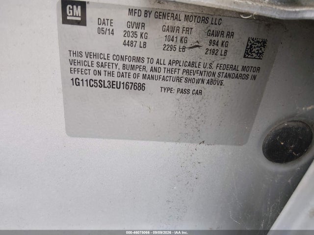 Aukcja sprzedaży 2014 Chevrolet Malibu, vin: 1G11C5SL3E4167686, numer aukcji: 46075066