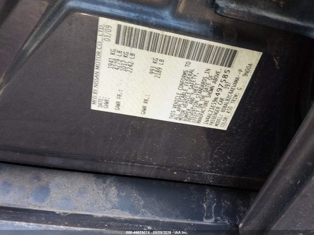Auction sale of the 2009 Nissan Altima 2.5 S, vin: 1N4AL21E59N497585, lot number: 46075074