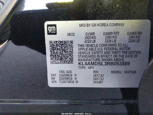 2024 Buick Encore Gx Sport Touring Fwd მანქანა იყიდება აუქციონზე, vin: KL4AMDSL3RB053889, აუქციონის ნომერი: 46075081
