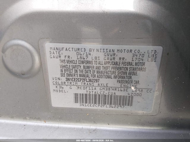 Aukcja sprzedaży 2015 Nissan Versa Note S Plus, vin: 3N1CE2CP2FL362297, numer aukcji: 46075086