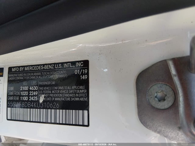 Aukcja sprzedaży 2019 Mercedes-benz C 300, vin: 55SWF8DB4KU310626, numer aukcji: 46075113