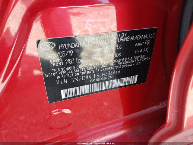 Hyundai ELANTRA SEL 2020 5NPD84LF6LH533446 Image 9