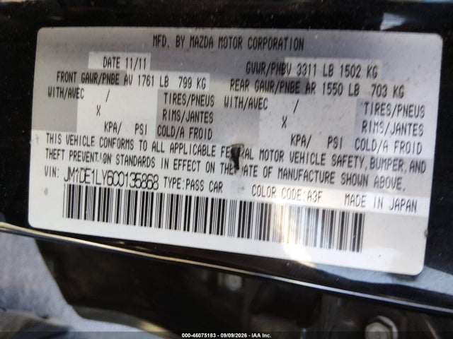 Продаж на аукціоні авто 2012 Mazda Mazda2 Touring, vin: JM1DE1LY6C0135868, номер лоту: 46075183