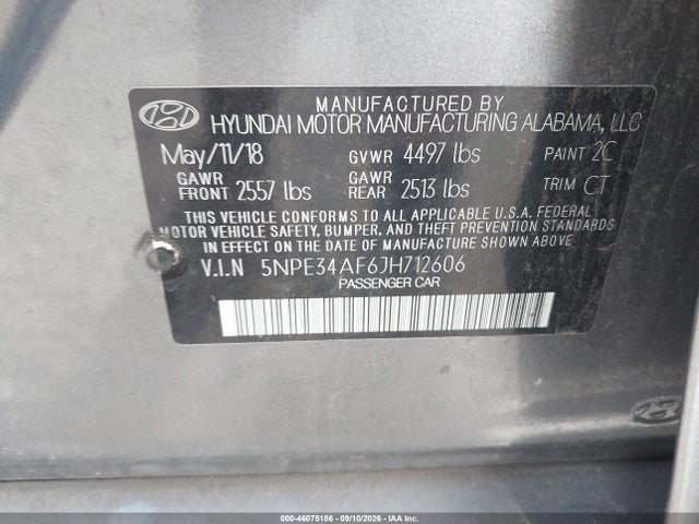 Продажа на аукционе авто 2018 Hyundai Sonata Sel+, vin: 5NPE34AF6JH712606, номер лота: 46075186