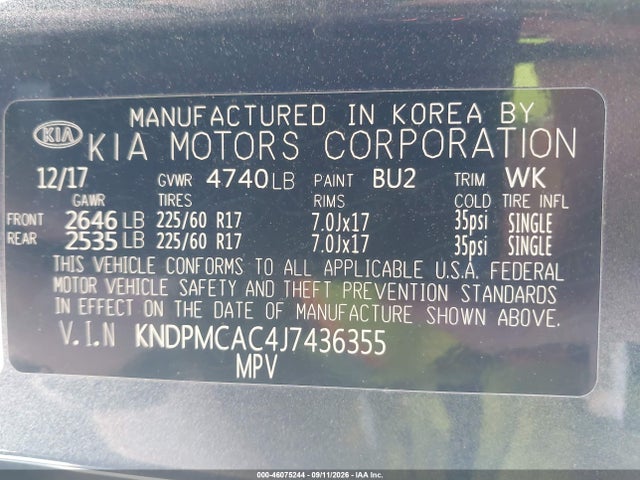 Aukcja sprzedaży 2018 Kia Sportage Lx, vin: KNDPMCAC4J7436355, numer aukcji: 46075244