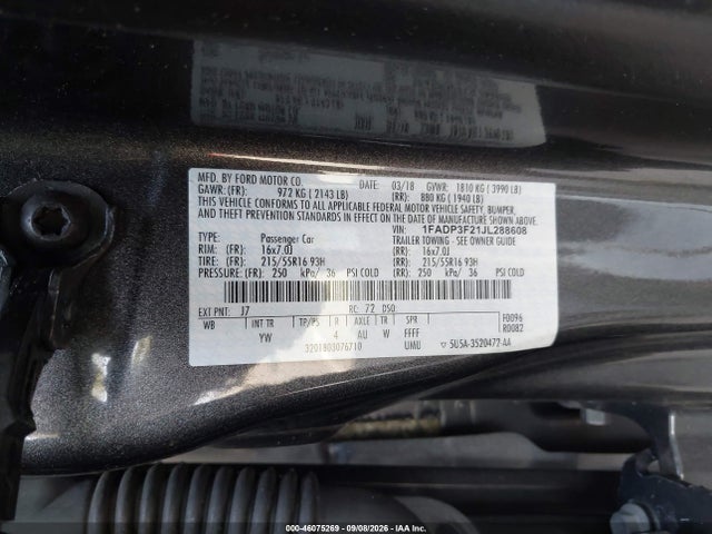 Продаж на аукціоні авто 2018 Ford Focus Se, vin: 1FADP3F21JL288608, номер лоту: 46075269