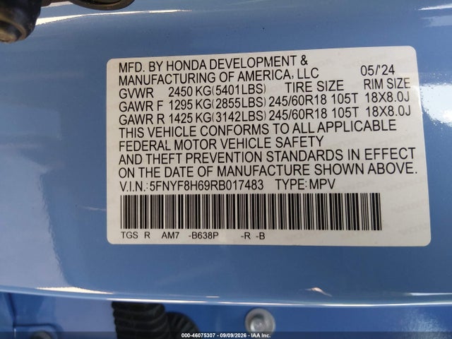 5FNYF8H69RB017483 Honda Passport Awd Trailsport