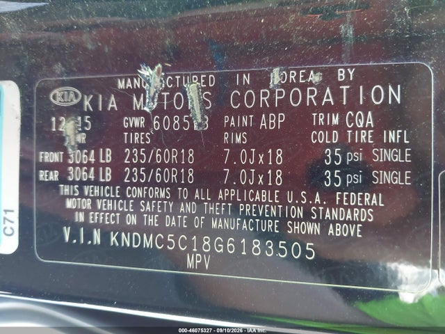 Продажа на аукционе авто 2016 Kia Sedona Ex, vin: KNDMC5C18G6183505, номер лота: 46075327