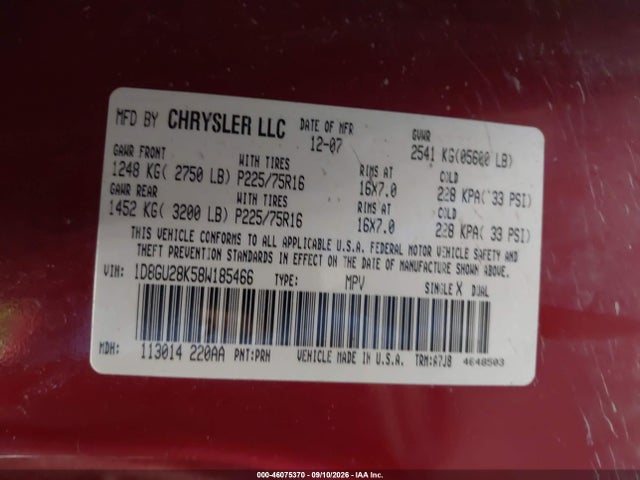 Продажа на аукционе авто 2008 Dodge Nitro Sxt, vin: 1D8GU28K58W185466, номер лота: 46075370