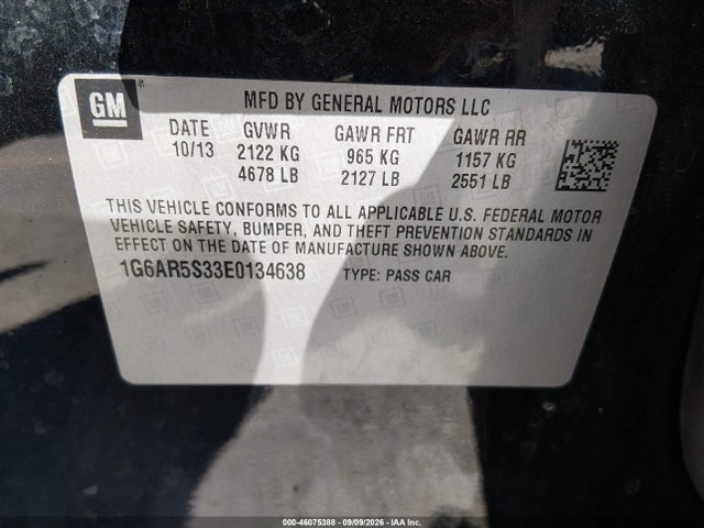 Продажа на аукционе авто 2014 Cadillac Cts Luxury, vin: 1G6AR5S33E0134638, номер лота: 46075388