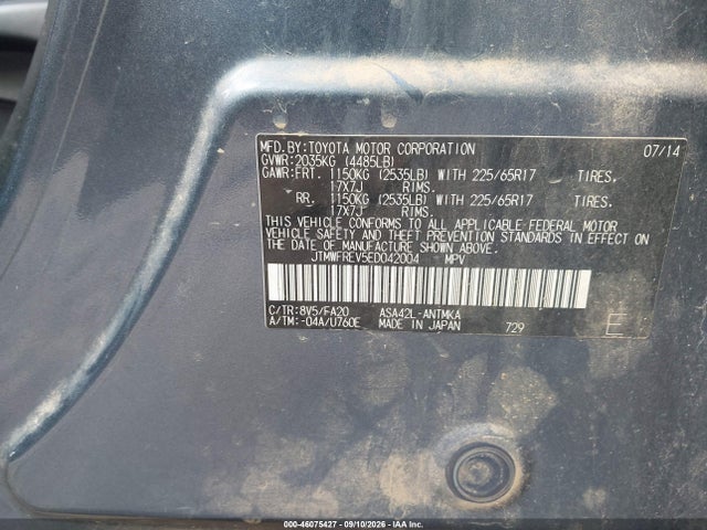 Toyota Rav4 Xle 2014 JTMWFREV5ED042004 Image 9