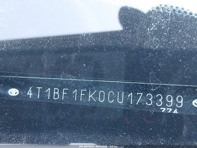 46075432 :رقم المزاد ، 4T1BF1FK0CU173399 vin ، 2012 Toyota Camry Se مزاد بيع