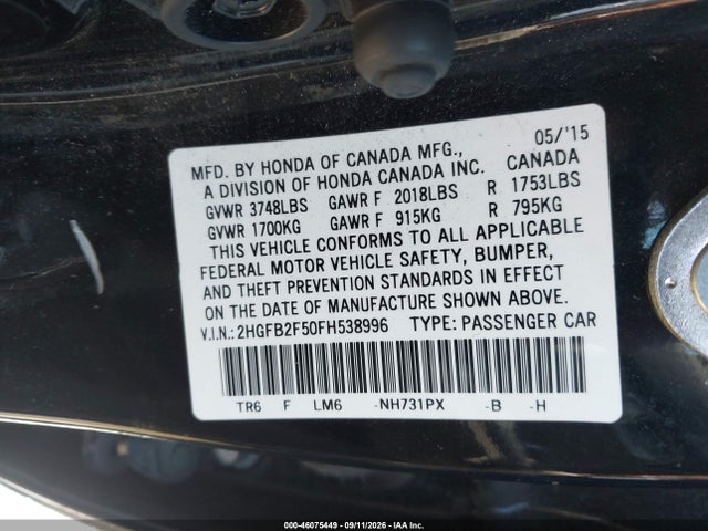 2HGFB2F50FH538996 Honda Civic Lx