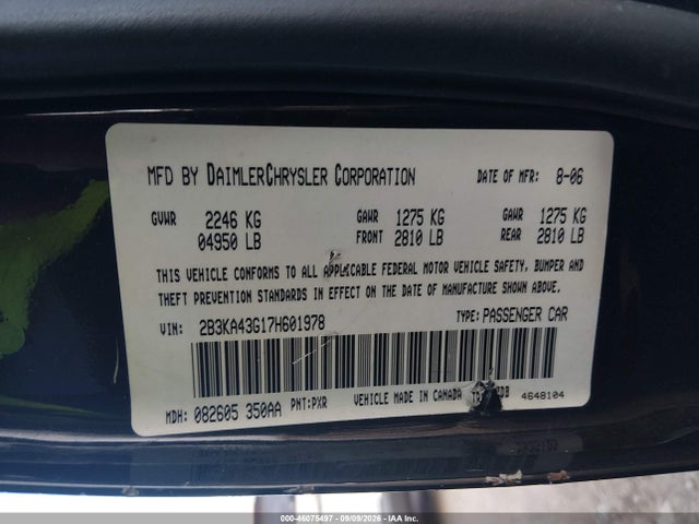 Продажа на аукционе авто 2007 Dodge Charger, vin: 2B3KA43G17H601978, номер лота: 46075497