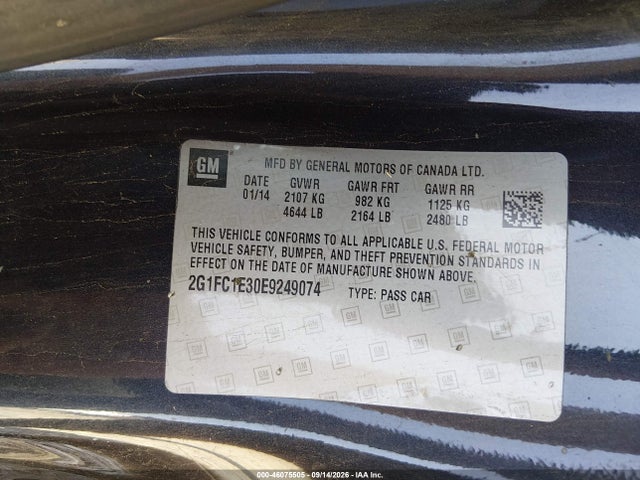 46075505 :رقم المزاد ، 2G1FC1E30E9249074 vin ، 2014 Chevrolet Camaro 2lt مزاد بيع