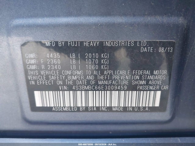 Subaru Legacy 2.5i Premium 2014 4S3BMBC66E3009459 Image 9