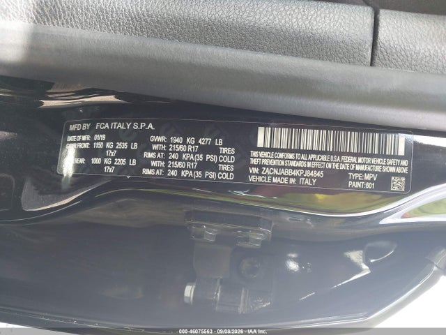 46075563 :رقم المزاد ، ZACNJABB4KPJ84845 vin ، 2019 Jeep Renegade Latitude Fwd مزاد بيع