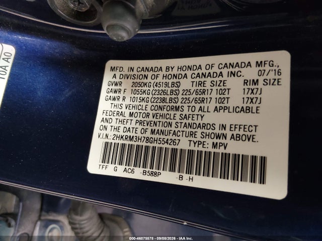 Honda Cr-v Ex-l 2016 2HKRM3H78GH554267 Image 9