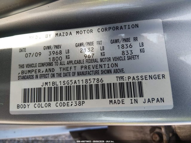 2010 Mazda Mazda3 I Sport მანქანა იყიდება აუქციონზე, vin: JM1BL1SG5A1185786, აუქციონის ნომერი: 46075603