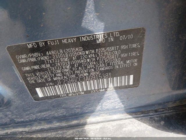 Aukcja sprzedaży 2010 Subaru Forester 2.5x Premium, vin: JF2SH6CC3AG915381, numer aukcji: 46075626