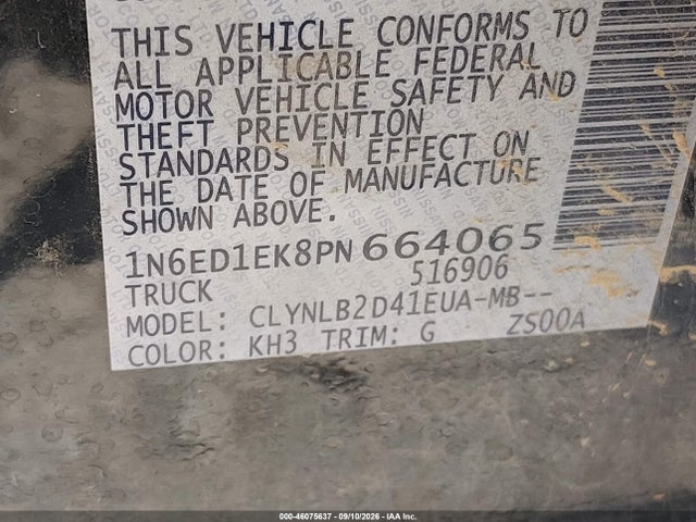 46075637 :رقم المزاد ، 1N6ED1EK8PN664065 vin ، 2023 Nissan Frontier Sv 4x4 مزاد بيع
