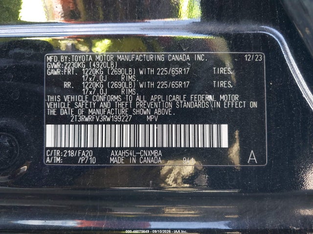 Продажа на аукционе авто 2024 Toyota Rav4 Hybrid Xle, vin: 2T3RWRFV3RW199227, номер лота: 46075649