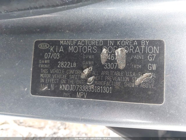 Aukcja sprzedaży 2003 Kia Sorento Ex/lx, vin: KNDJD733835181301, numer aukcji: 46075672