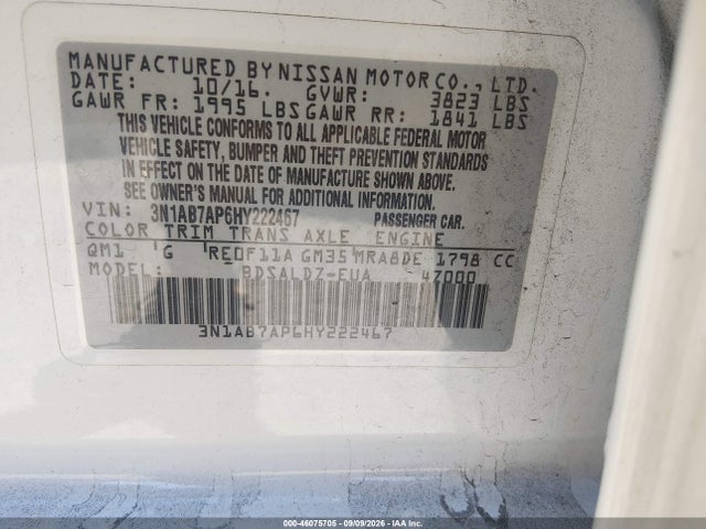 3N1AB7AP6HY222467 Nissan SENTRA SV