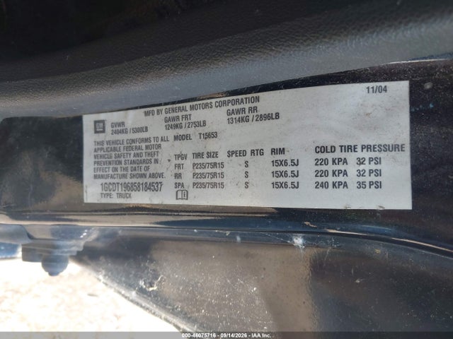 Продажа на аукционе авто 2005 Chevrolet Colorado Ls, vin: 1GCDT196858184537, номер лота: 46075716
