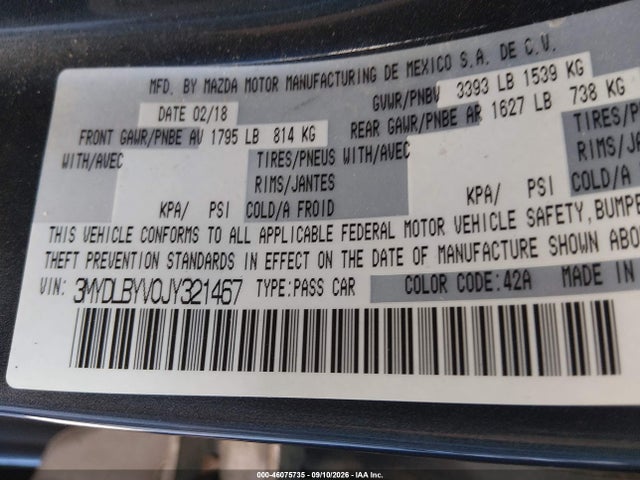 Aukcja sprzedaży 2018 Toyota Yaris Ia, vin: 3MYDLBYV0JY321467, numer aukcji: 46075735
