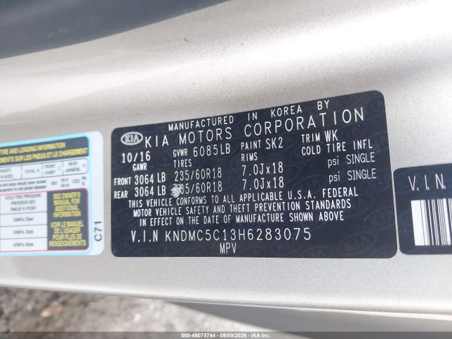 Продаж на аукціоні авто 2017 Kia Sedona Ex, vin: KNDMC5C13H6283075, номер лоту: 46075744