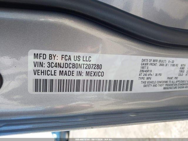 Продаж на аукціоні авто 2022 Jeep Compass High Altitude 4x4, vin: 3C4NJDCB0NT207280, номер лоту: 46075755