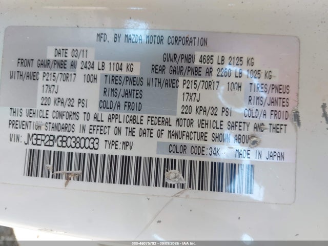 Aukcja sprzedaży 2011 Mazda Cx-7 I Sport, vin: JM3ER2BM3B0380033, numer aukcji: 46075792