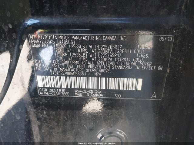 Продажа на аукционе авто 2013 Toyota Rav4 Le, vin: 2T3ZFREV8DW056381, номер лота: 46075793